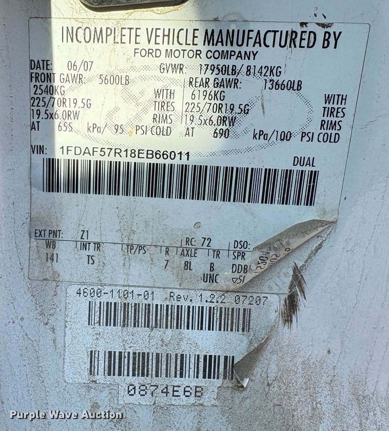 image for item EC8210 2008 Ford F550 flatbed truck