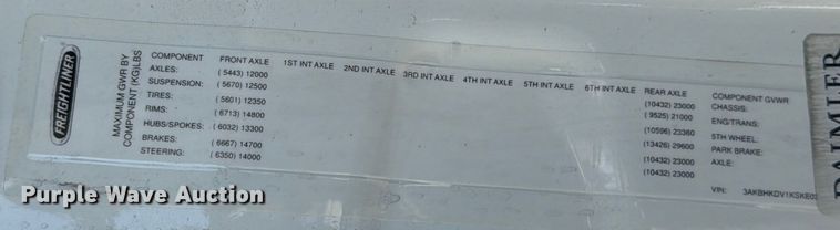 image for item ED5123 2019 Freightliner Cascadia  semi truck