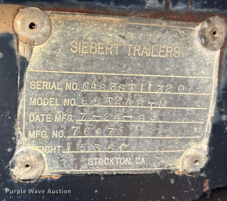 image for item EE1400 1983 Siebert low boy beam trailer