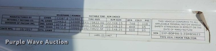 image for item EO4966 2018 Peterbilt 579 semi truck