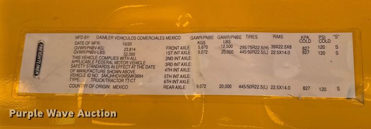 image for item ES5783 2021 Freightliner Cascadia 126 semi truck