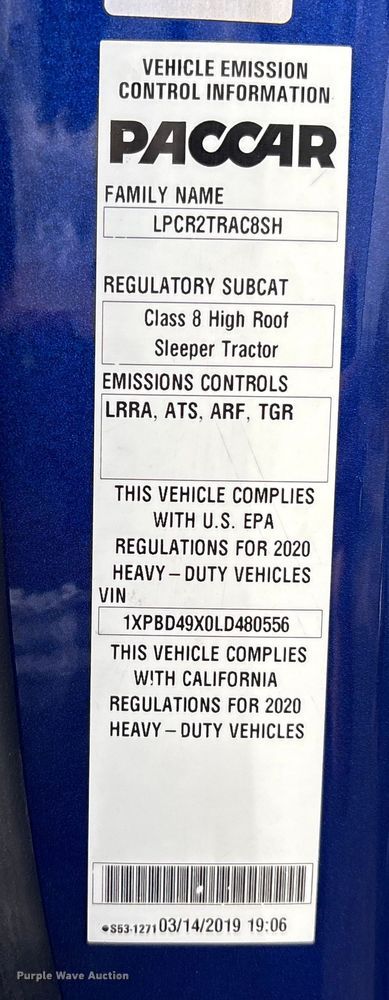 image for item EU7361 2020 Peterbilt 579 semi truck