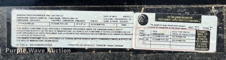 image for item FB2979 2022 Load Trail utility trailer