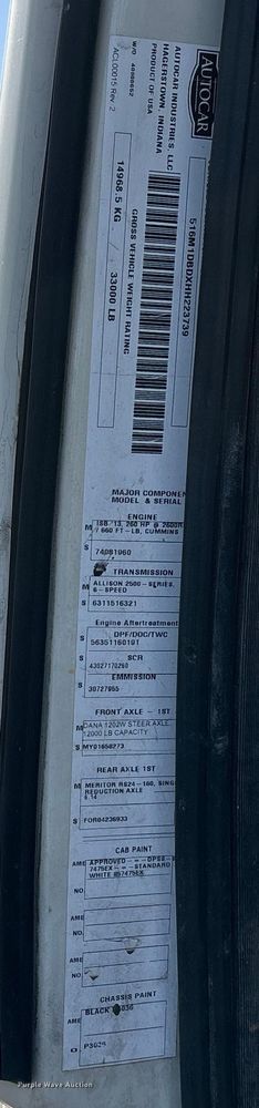 image for item FB5485 2017 Autocar Xpert truck cab and chassis