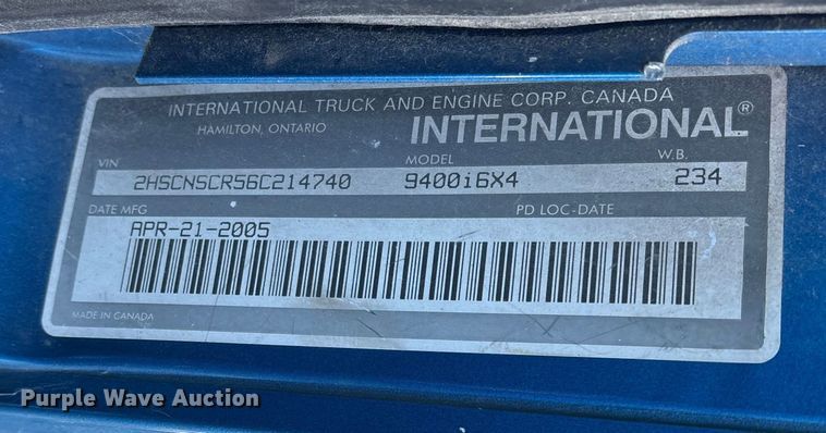 image for item FG0001 2006 International 9400i semi truck