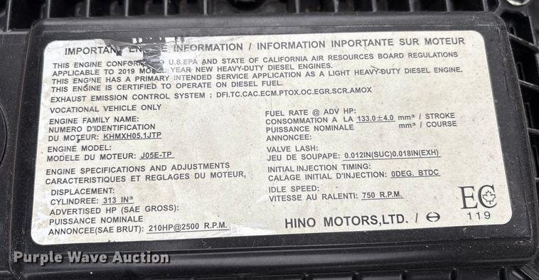 image for item FK1108 2020 Hino 195 box truck