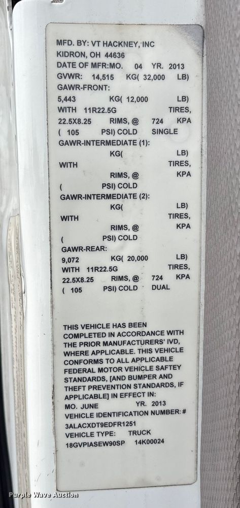 image for item FK1110 2014 Freightliner Business Class M2 refrigerated truck