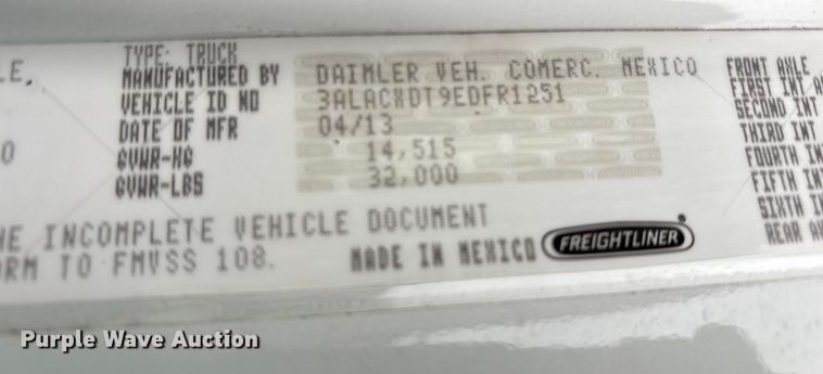 image for item FK1110 2014 Freightliner Business Class M2 refrigerated truck