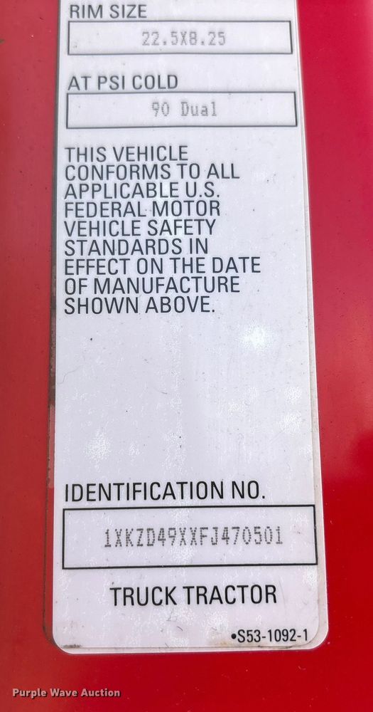 image for item FK1121 2015 Kenworth T880 semi truck