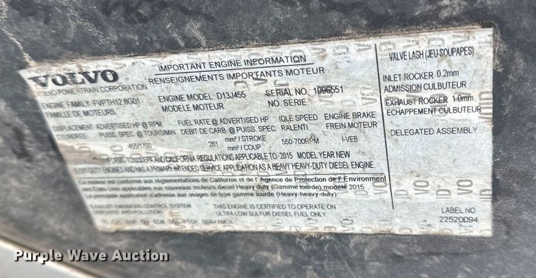 image for item FK1524 2016 Volvo VNL semi truck