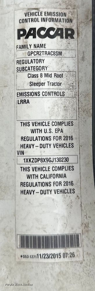 image for item FK1555 2016 Kenworth T880 semi truck