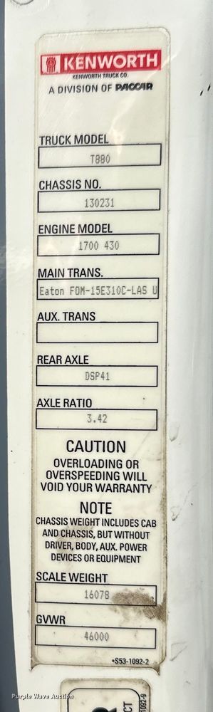 image for item FK1563 2016 Kenworth T880 semi truck