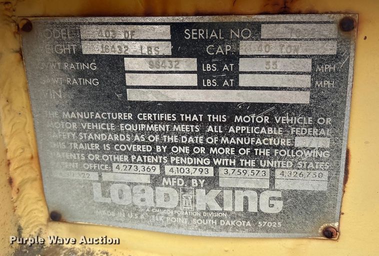 image for item FK2541 1979 Load king lowboy equipment trailer