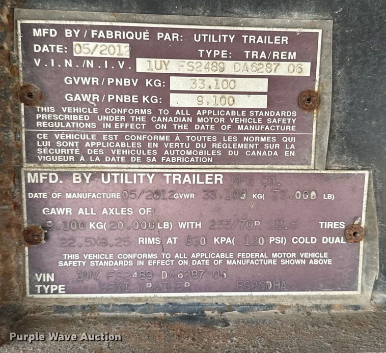 image for item OE9508 2013 Utility Trailer drop deck trailer