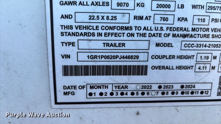 image for item YA1238 2023 Great Dane CCC-3314-21053  dry van trailer