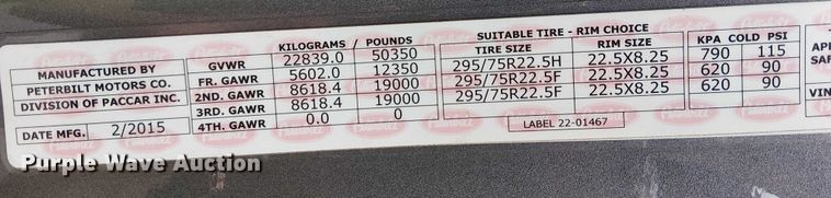 image for item YA1631 2016 Peterbilt 579 semi truck