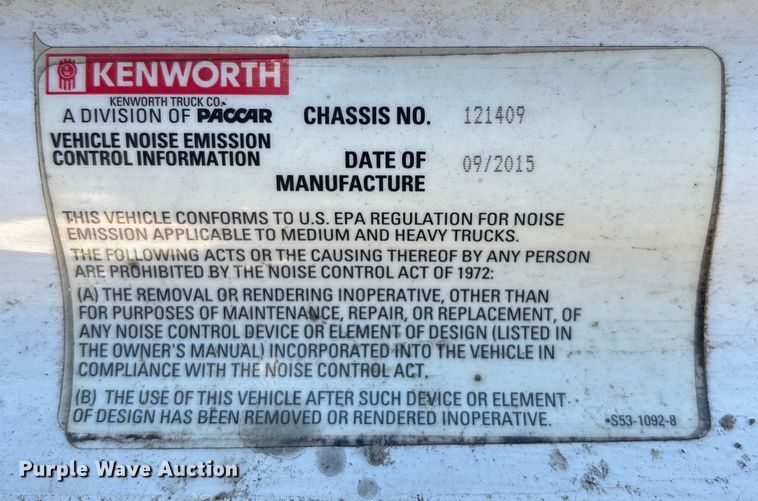 image for item YA1656 2016 Kenworth T680  semi truck