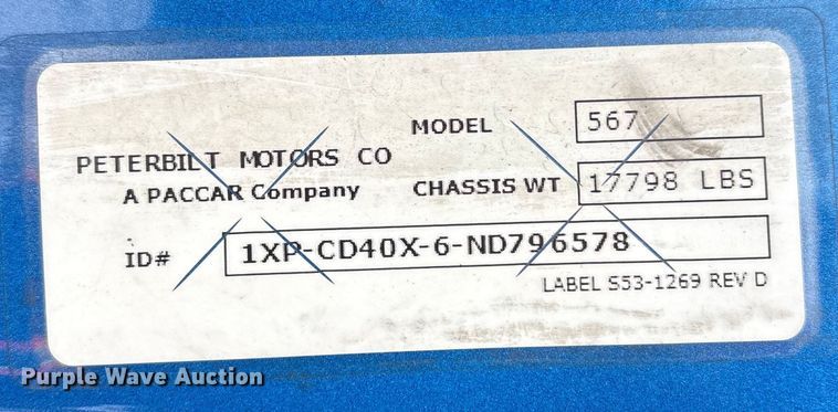 image for item YA1687 2022 Peterbilt 567 semi truck