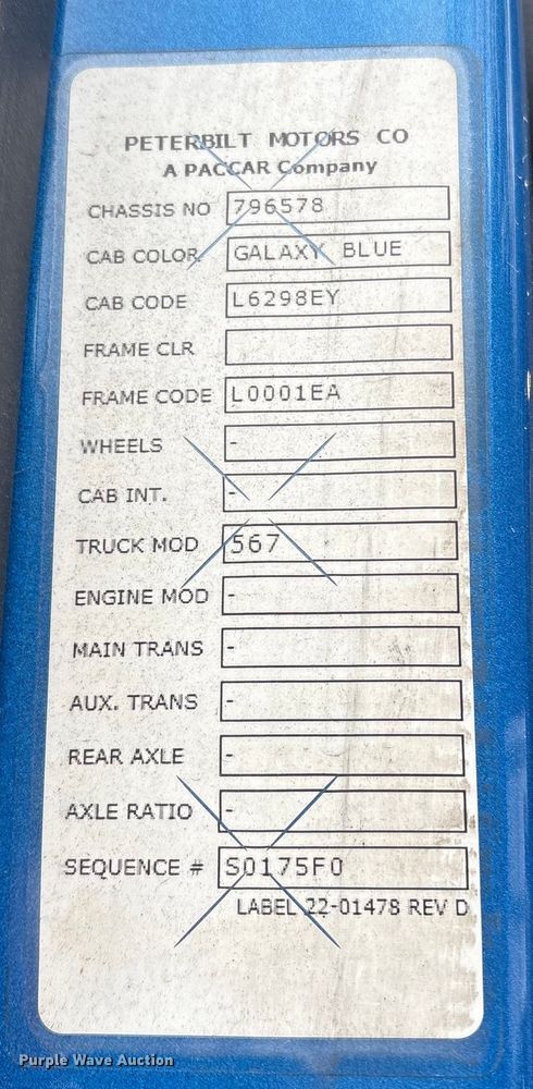 image for item YA1687 2022 Peterbilt 567 semi truck