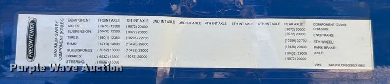 image for item YA1865 2016 Freightliner Cascadia semi truck