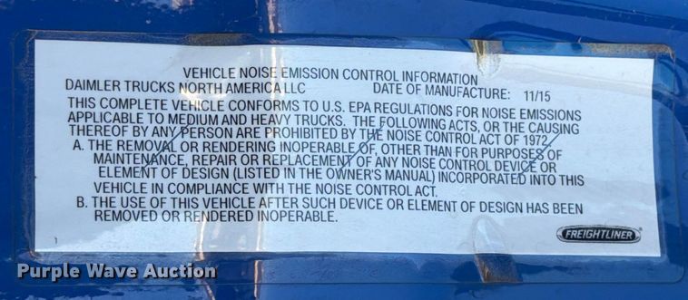 image for item YA1865 2016 Freightliner Cascadia semi truck