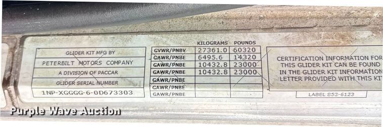 image for item YA1879 2019 Peterbilt 389 glider kit semi truck