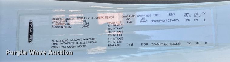 image for item YA1937 2019 Freightliner Buisness Class M2  box truck