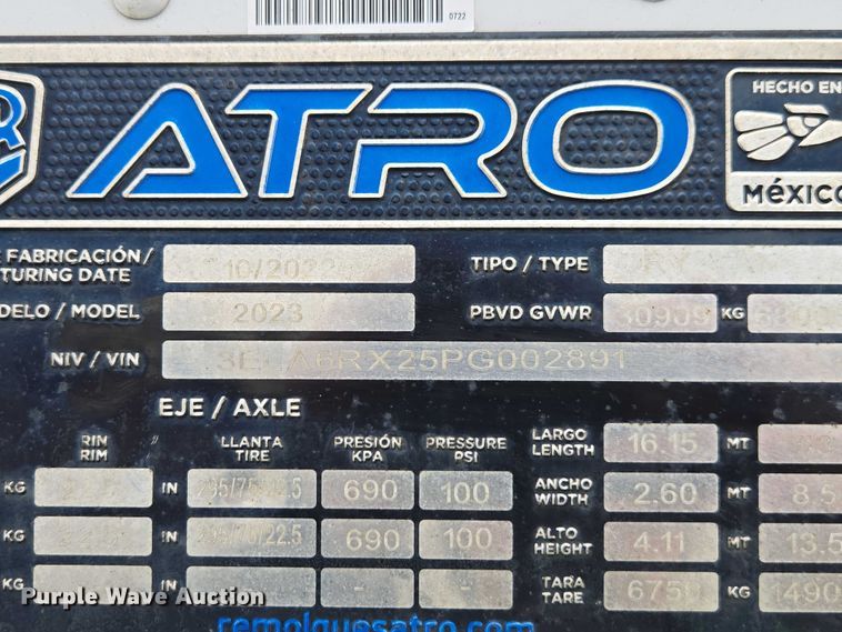 image for item YA2002 2023 Atro dry van trailer