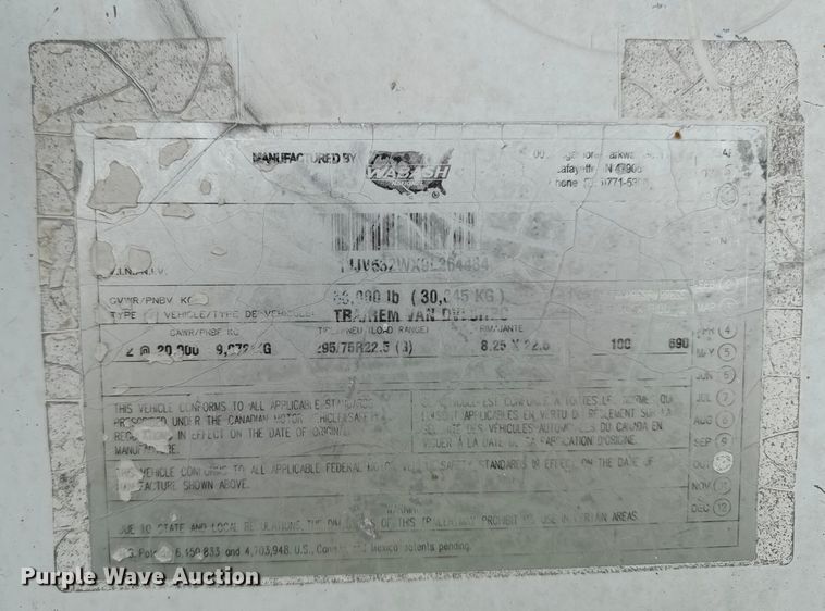 image for item YA2183 2009 Wabash dry van trailer