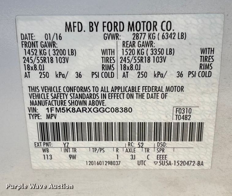 image for item DR2848 2016 Ford Explorer SUV