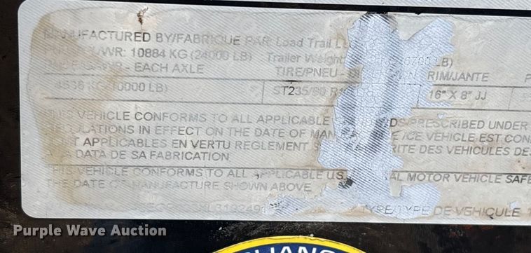 image for item DT0012 2020 Load Trail equipment trailer