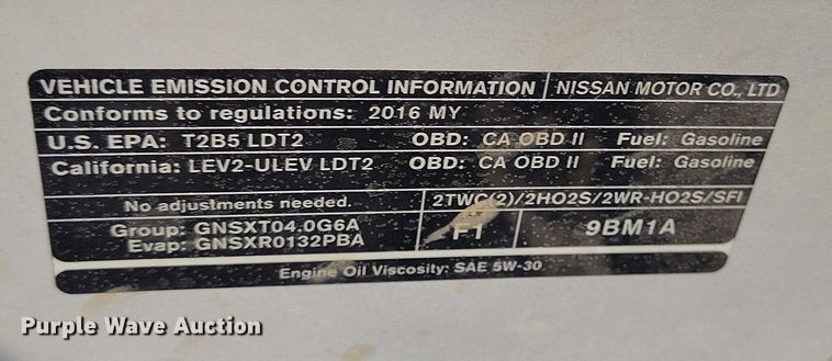 image for item DT0948 2016 Nissan Frontier Crew Cab pickup truck