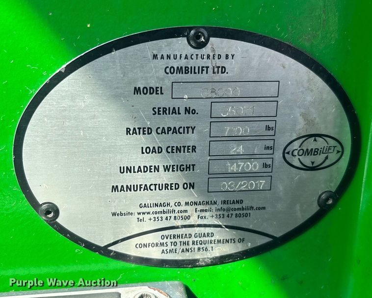 image for item DU0379 2016 CombiLift C8000 forklift