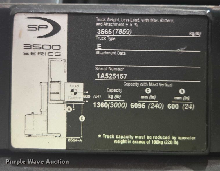 image for item DU2715 2018 Crown SP3520-30 order picker