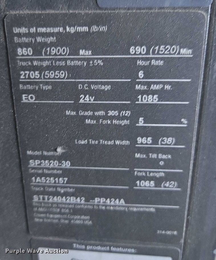 image for item DU2715 2018 Crown SP3520-30 order picker