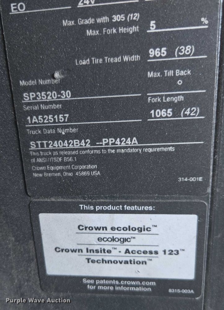 image for item DU2715 2018 Crown SP3520-30 order picker