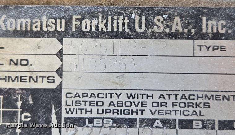 image for item DU2723 Komatsu FG25TLP-12 forklift