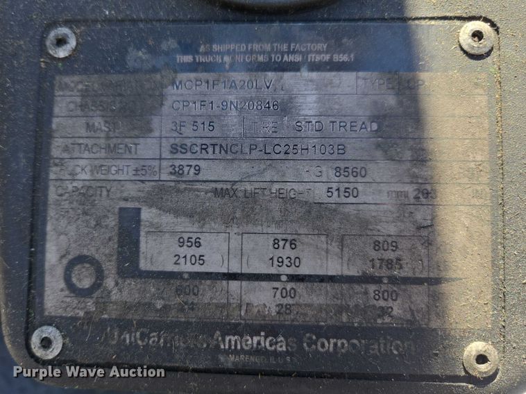 image for item DU2734 2016 UniCarriers CSF40 forklift