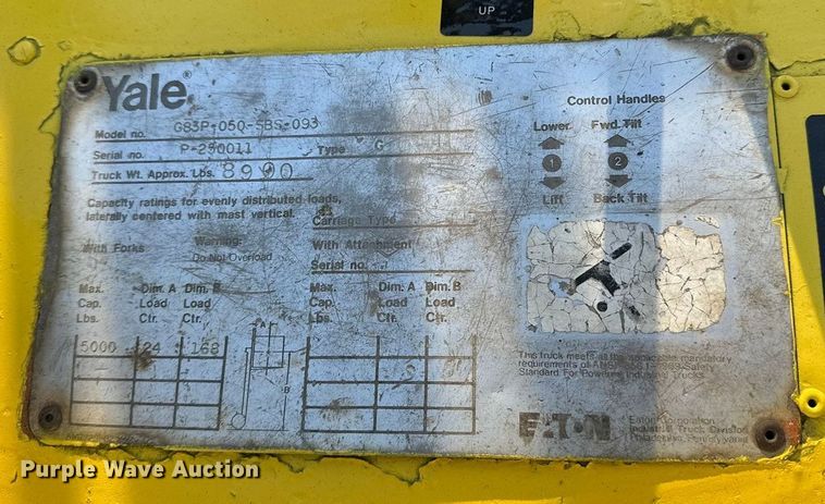 image for item DV0783 Yale G83P-050-SBS-093 forklift