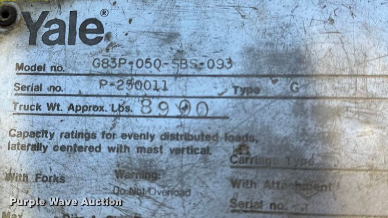 image for item DV0783 Yale G83P-050-SBS-093 forklift