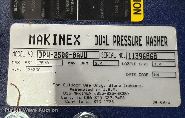 image for item DX5955 Makinex DPW-2500 pressure washer