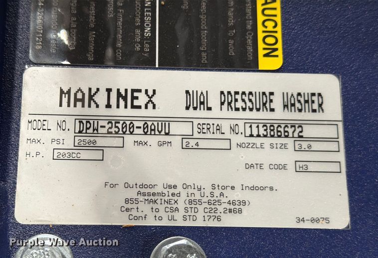 image for item DX5957 Makinex DPW-2500 pressure washer