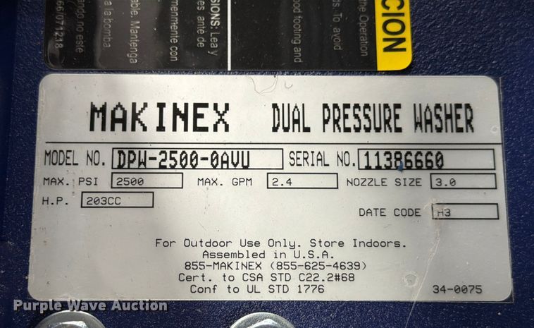 image for item DX5958 Makinex DPW-2500 pressure washer