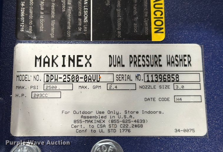 image for item DX5959 Makinex DPW-2500 pressure washer