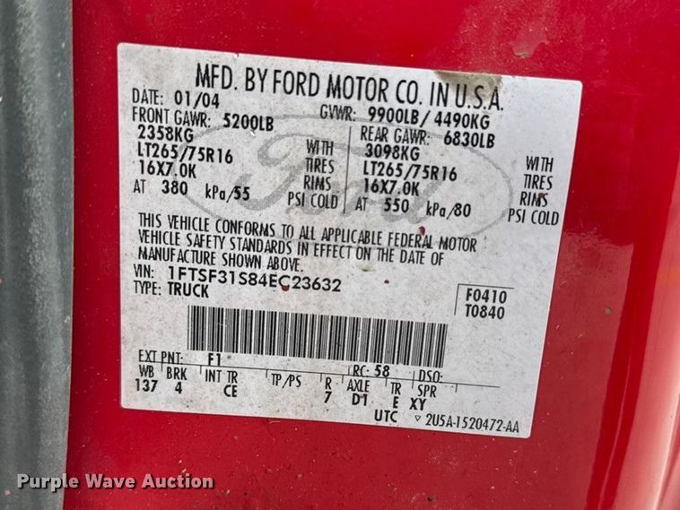 image for item EA2323 2004 Ford F350 Super Duty pickup truck