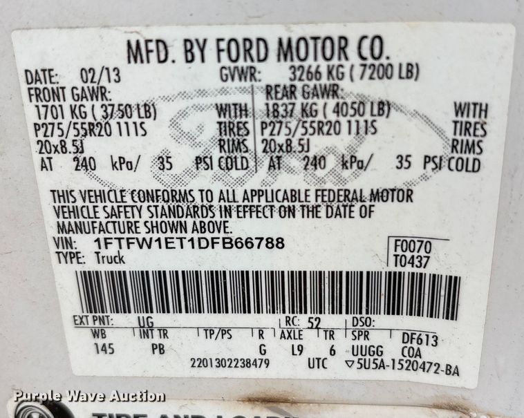 image for item EA7927 2013 Ford F150 Crew Cab pickup truck