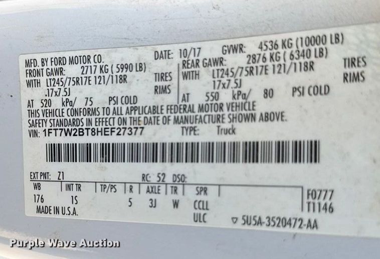 image for item EC4557 2017 Ford F250 Crew Cab pickup truck