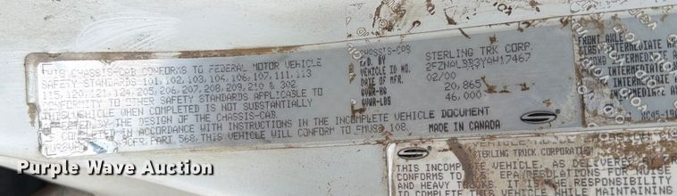 image for item ED5129 2000 Sterling L-Line flatbed truck