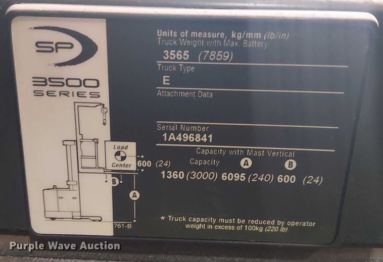 image for item EE5165 2017 Crown SP3520-30 order picker