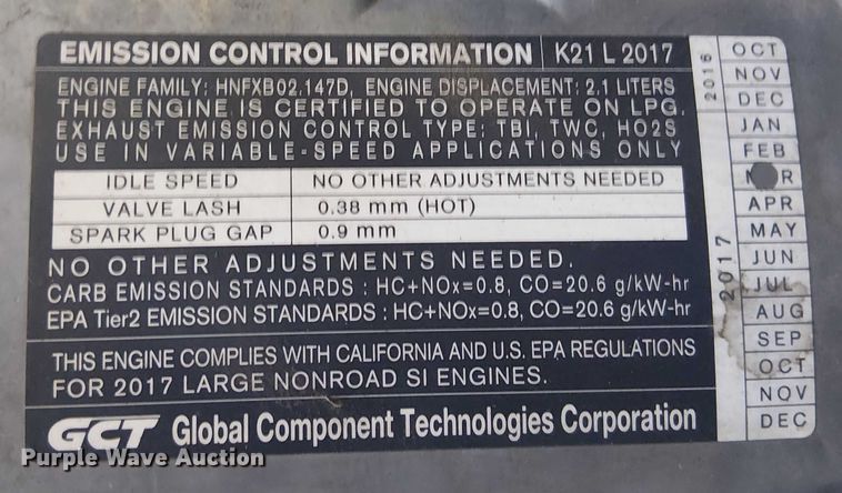 image for item EE5166 2017 UniCarriers PF50 forklift